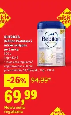 Lidl Mleko następne po 6m-cu Bebilon Profutura 2 oferta