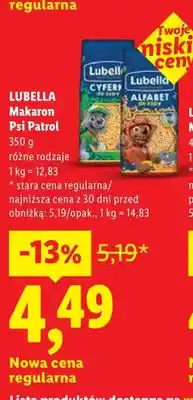 Lidl Makaron Psi Patrol Lubella oferta