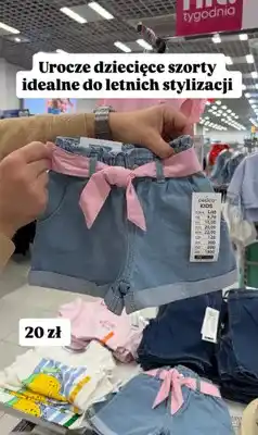 Pepco Szorty dziecięce Pepco Kids jeansowe z różową kokardą oferta