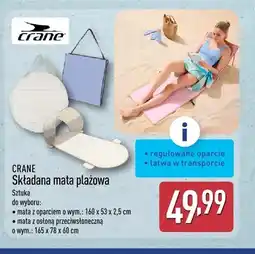 ALDI Składana mata plażowa z osłoną przeciwsłoneczną CRANE 165x78x60cm oferta