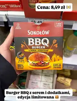 Dino Burger BBQ z serem i dodatkami Sokołów edycja limitowana 100% wołowiny oferta