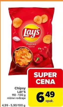 Carrefour Express Chipsy LAY'S 110 - 130 g różne rodzaje oferta
