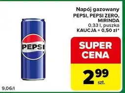 Carrefour Express Napój gazowany PEPSI, PEPSI ZERO, MIRINDA 0,33 l, puszka oferta
