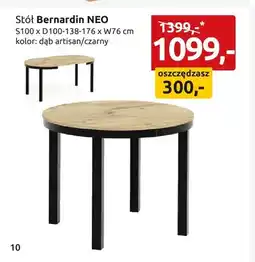 Black Red White Stół Bernardin NEO S100xD100-138-176xW76cm dąb artisan/czarny oferta