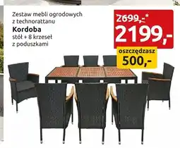 Black Red White Zestaw mebli ogrodowych z technorattanu Kordoba stół + 8 krzeseł z poduszkami oferta