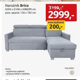 Black Red White Narożnik Brico S204xG168xW88/99cm pow. spania: 126x182cm oferta