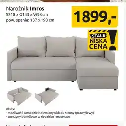 Black Red White Narożnik Imros S218xG143xW93cm pow. spania: 137x198cm oferta
