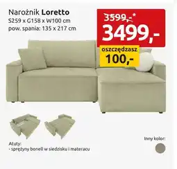 Black Red White Narożnik Loretto S259xG158xW100cm pow. spania: 135x217cm oferta