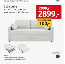 Black Red White Sofa Luna S170xG112xW88cm pow. spania: 146x202cm oferta