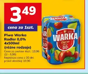 Piwo bezalkoholowe Warka Radler 0,0% 4-pak