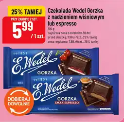 Polomarket Czekolada Wedel Gorzka z nadzieniem wiśniowym lub espresso oferta
