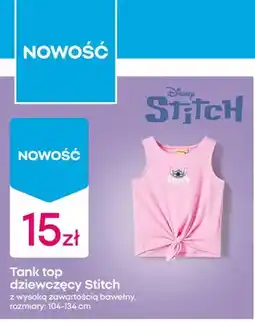 Pepco Tank top dziewczęcy Stitch z wysoką zawartością bawełny rozmiary 104-134cm oferta