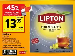 Intermarche Herbata Lipton Earl Grey wybrane rodzaje 92 torebki oferta