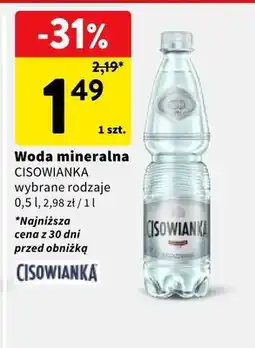 Intermarche Woda mineralna Cisowianka wybrane rodzaje oferta