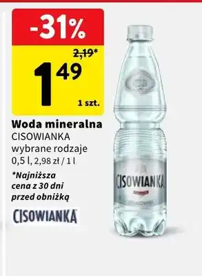 Intermarche Woda mineralna Cisowianka wybrane rodzaje oferta