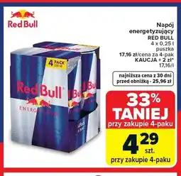 Carrefour Napój energetyzujący RED BULL 4-pak oferta
