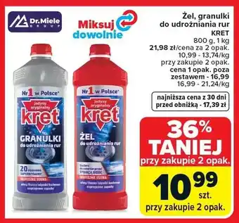 Carrefour Żel, granulki do udrożniania rur KRET oferta
