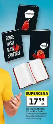 Auchan Notes A5 Rudzik 192 kartki w kratkę uszlachetniona okładka tasiemka zaokrąglone rogi oferta