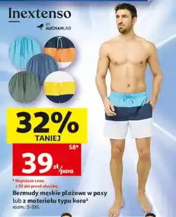 Auchan Bermudy męskie plażowe w pasy Inextenso oferta