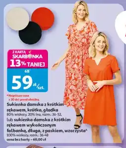 Auchan Sukienka damska z krótkim rękawem krótka gładka oferta
