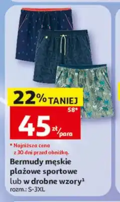 Auchan Bermudy męskie plażowe w drobne wzory Inextenso oferta