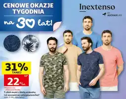 Auchan T-shirt męski z białą wstawką Inextenso oferta