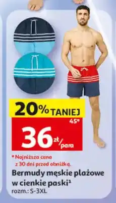 Auchan Bermudy męskie plażowe w cienkie paski Inextenso oferta