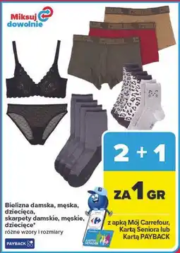 Carrefour Bielizna damska, męska, dziecięca, skarpety damskie, męskie, dziecięce różne wzory i rozmiary oferta