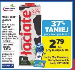 Carrefour Mleko UHT ŁACIATE 1l zaw. tł. 3,2% oferta