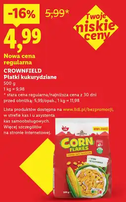 Lidl Płatki kukurydziane CROWNFIELD oferta