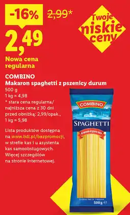 Lidl Makaron spaghetti z pszenicy durum COMBINO oferta