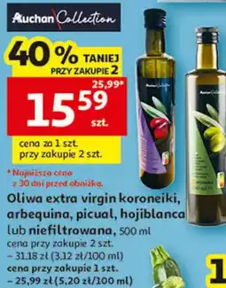 Auchan Oliwa extra virgin koroneiki, arbequina, picual, hojiblanca lub niefiltrowana oferta