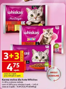Auchan Karma mokra dla kota Whiskas, 4 x 85 g, wybrane rodzaje oferta