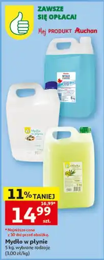 Auchan Mydło w płynie 5 kg, wybrane rodzaje oferta