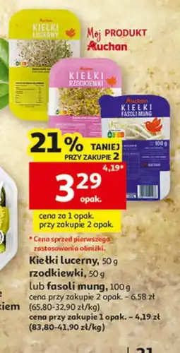 Auchan Kiełki lucerny, rzodkiewki lub fasoli mung Auchan oferta