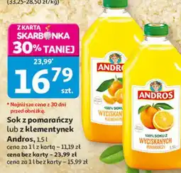 Auchan Sok z pomarańczy lub z klementynek Andros oferta