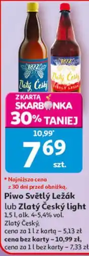 Auchan Piwo Světlý Ležák lub Zlatý Český light oferta