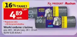 Auchan Worki srebrne z taśmą oferta