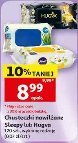 Auchan Chusteczki nawilżane Sleepy lub Hugva 120 szt oferta