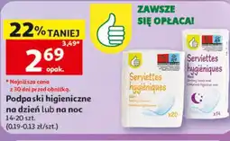 Auchan Podpaski higieniczne na dzień lub na noc 14-20 szt oferta