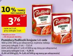 Auchan Pomidory Pudliszki krojone lub całe 400 g (240-260 g po odsączeniu), wybrane rodzaje oferta