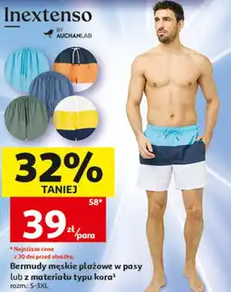 Auchan Bermudy męskie plażowe w pasy lub z materiału typu kora oferta