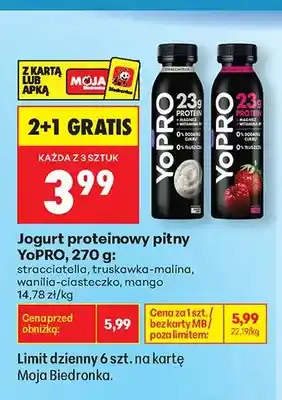 Biedronka Jogurt proteinowy pitny YoPRO stracciatella oferta