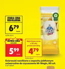 Biedronka Ściereczki nawilżane o zapachu jabłkowym uniwersalne do czyszczenia Mr Magic oferta
