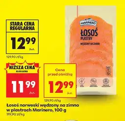 Biedronka Łosoś norweski wędzony na zimno w plastrach Marinero oferta