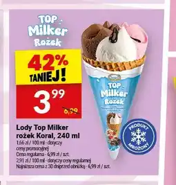 Twój Market Lody Top Milker rożek Koral oferta