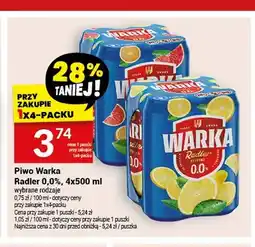 Twój Market Piwo bezalkoholowe Warka Radler 0,0% 4-pak oferta