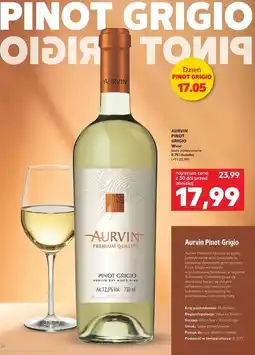 Kaufland AURVIN PINOT GRIGIO Wino białe półwytrawne 0,75 l butelka oferta