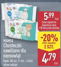 ALDI MAMIA Chusteczki nawilżane dla niemowląt oferta