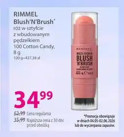 Hebe Róż w sztyfcie z wbudowanym pędzelkiem RIMMEL Blush'N'Brush 100 Cotton Candy oferta